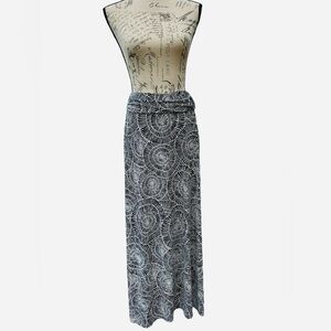 Robert Louis Maxi Skirt Navy Blue and White Womens Size XL Elastic Waist